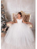 Cap Sleeves Ivory Lace Tulle Flower Girl Dress
